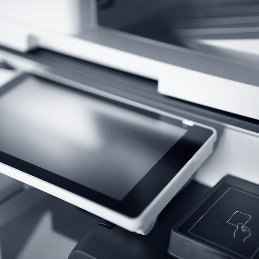 Close-up of the control panel on a wireless printer
